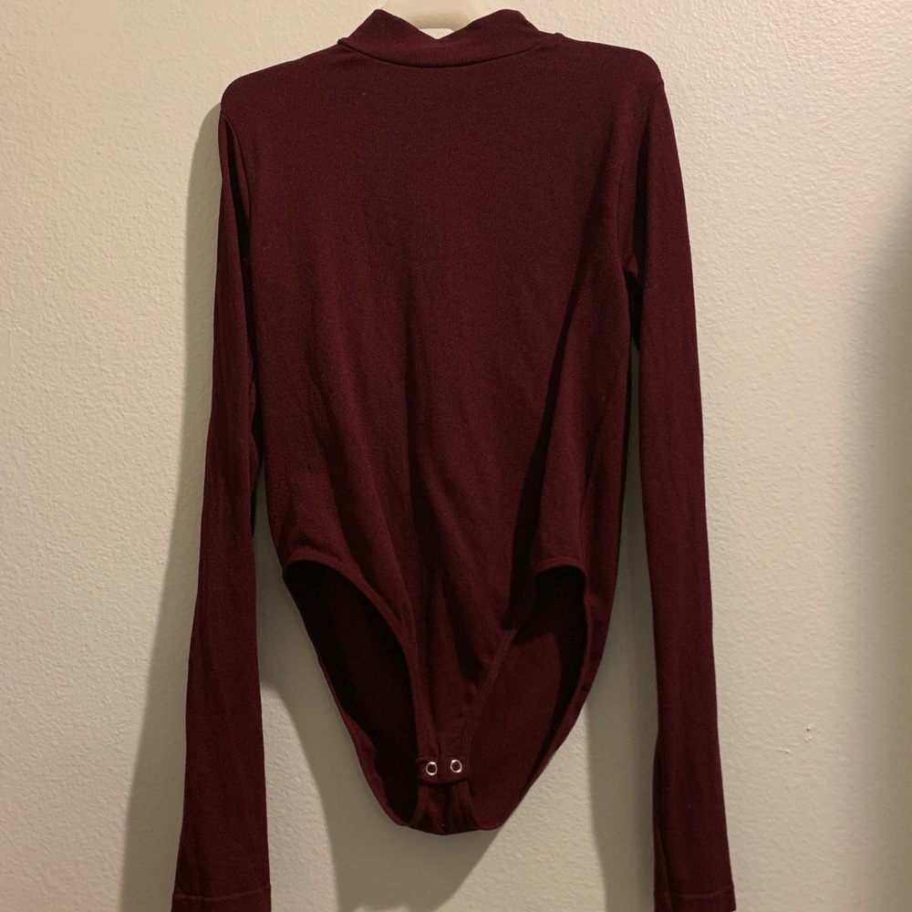Forever 21 Turtle Neck Body Suit - Burgundy